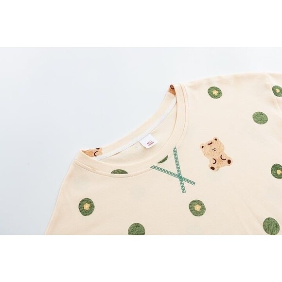 100% Cotton Women Pajama Set 2Pcs Short Sleeve Pullover Top Sleepwear Soft - Picture 2 of 8